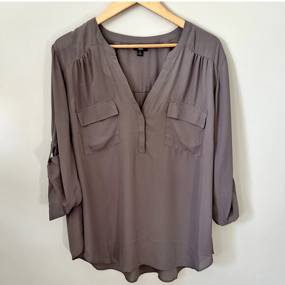 torrid Tops - Torrid Harper Taupe Blouse Sz 3X